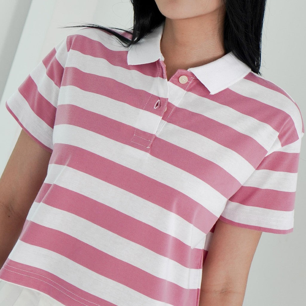 Matsuda Kaos Polo Wanita Crop top katun Marlow