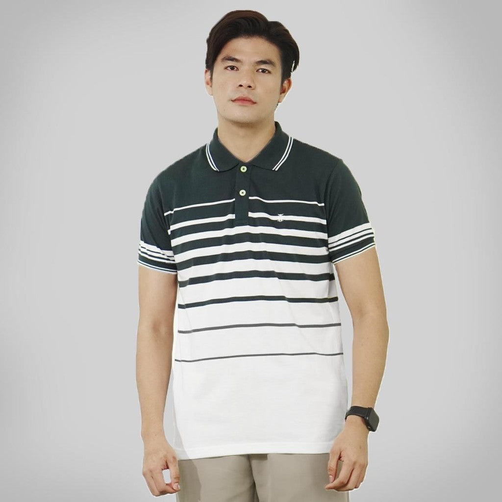 MATSUDA Baju Kaos Polo Shirt Dewasa Stripe Pria Kerah Katun Shinagawa DK Slate