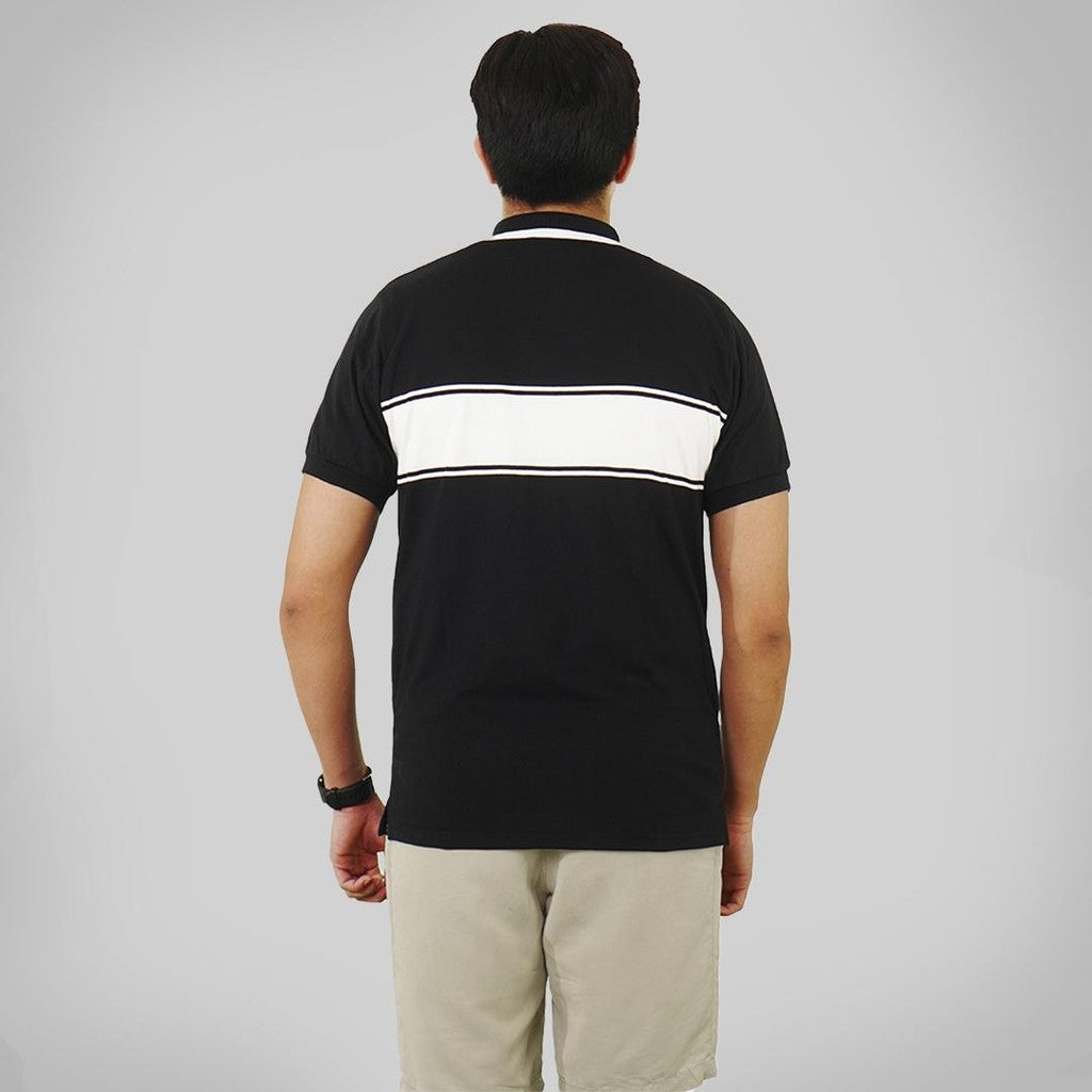 MATSUDA Baju Kaos Polo Shirt Dewasa Stripe Pria Kerah Katun Yanai Black