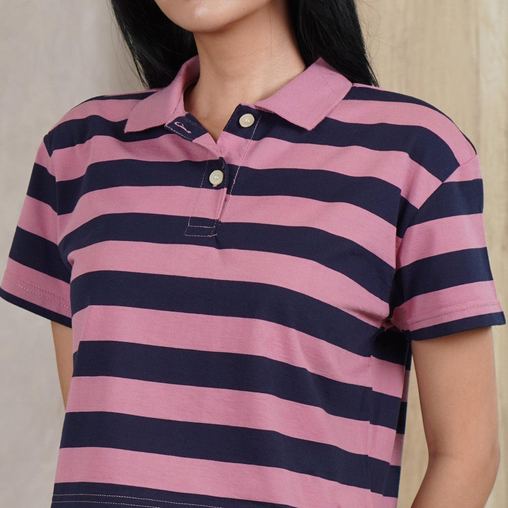 Matsuda Kaos Polo Wanita Crop top katun Marlow