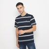 MATSUDA T Shirt Pria Kaos Stripe Lengan Pendek Motosu Navy
