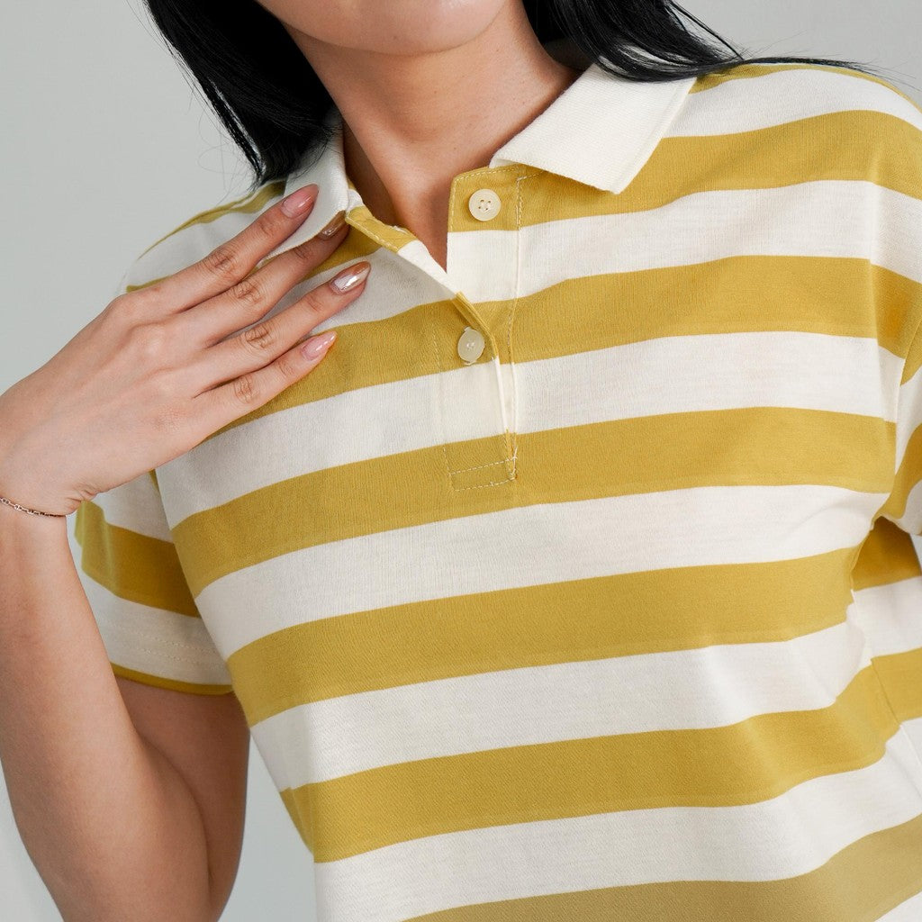 Matsuda Kaos Polo Wanita Crop top katun Marlow