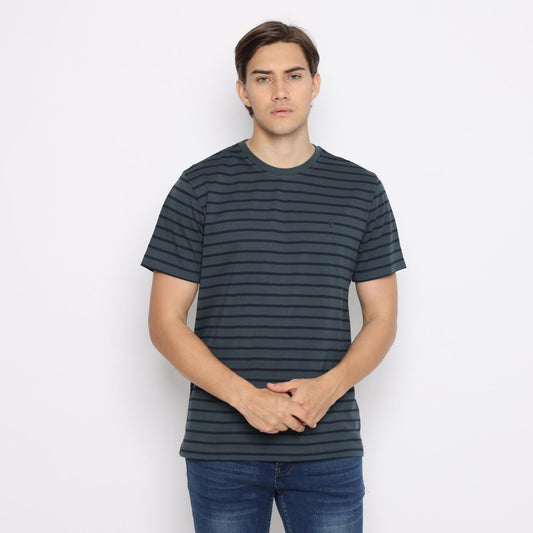 Matsuda T Shirt Pria Kaos Stripe Nantan Oblong Baju DK Slate Navy