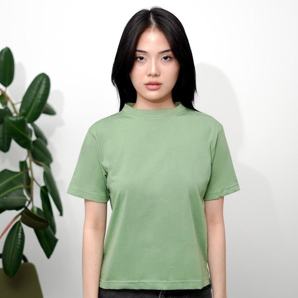 Matsuda Kaos Polos Wanita Cotton T Shirt Loose Fit Elodie MISTLE TOE