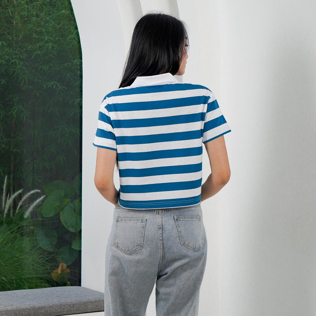 Matsuda Kaos Polo Wanita Crop top katun Marlow