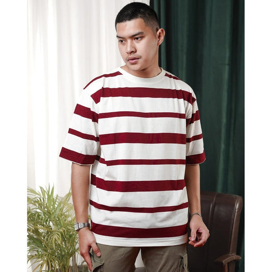 MATSUDA Kaos Oversize Stripe T shirt Narashino Burgundy