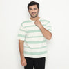 MATSUDA Kaos Oversize Stripe T shirt Narashino Smoke Green