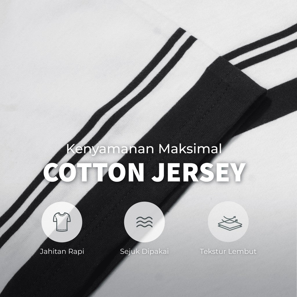 MATSUDA Baju Kaos Polo Shirt Dewasa Stripe Pria Kerah Katun Ureshino White