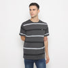 MATSUDA T Shirt Pria Kaos Stripe Motosu Charcoal