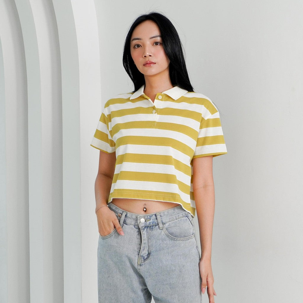Matsuda Kaos Polo Wanita Crop top katun Marlow