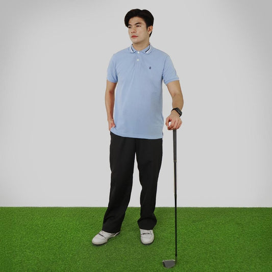 MATSUDA Baju Kaos Polo Shirt Dewasa Pria Kerah Katun Shibushi Light Blue