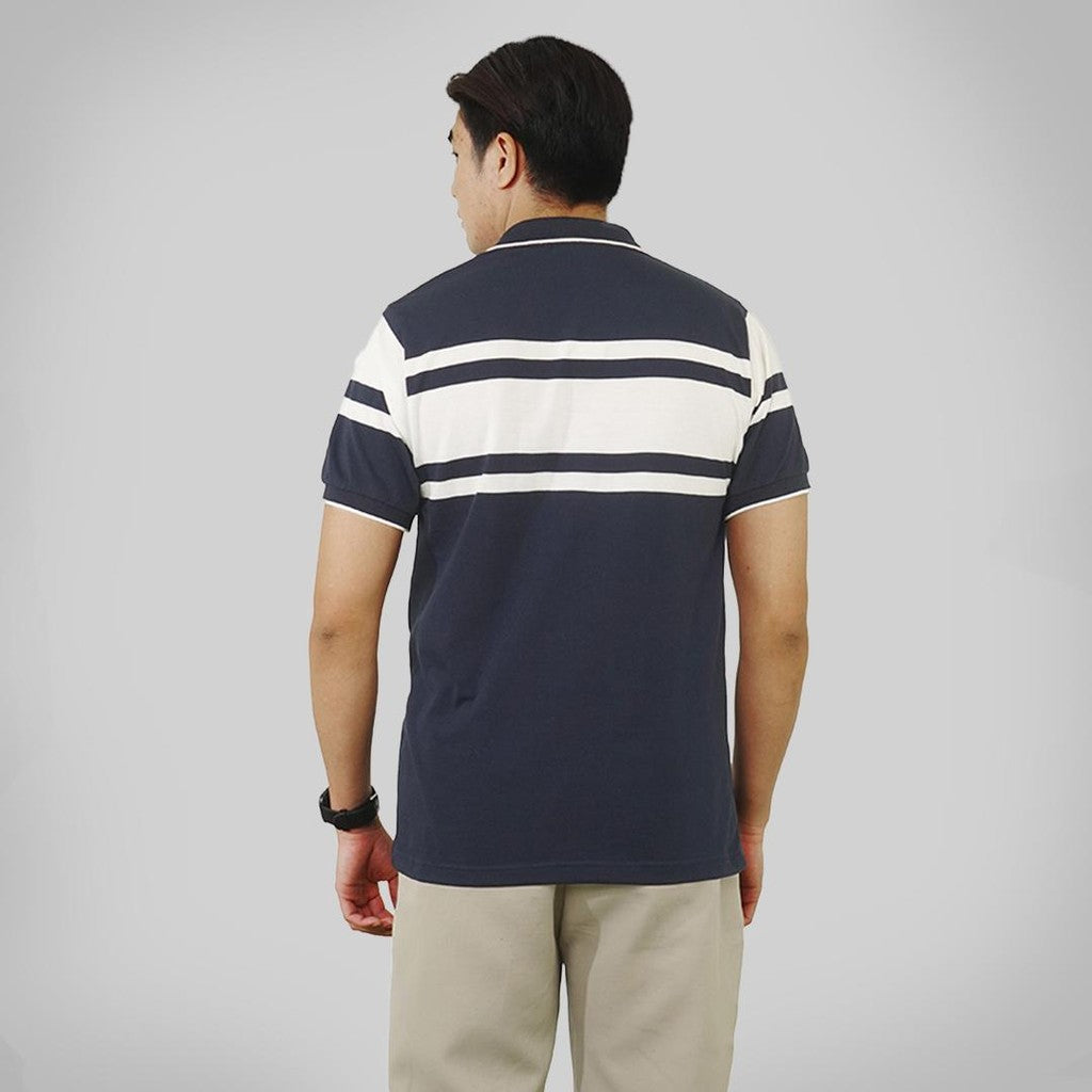 MATSUDA Baju Kaos Polo Shirt Dewasa Stripe Pria Kerah Katun Tokamachi Navy