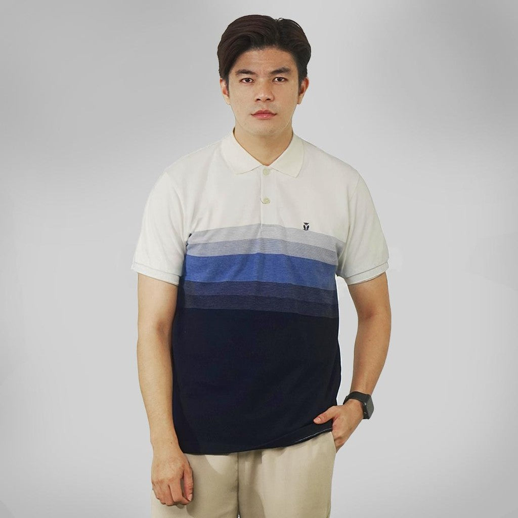 MATSUDA Baju Kaos Polo Shirt Dewasa Stripe Pria Kerah Katun Uji OffWhite