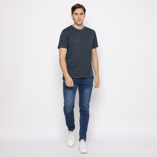 Matsuda T Shirt Pria Kaos Stripe Nantan Oblong Baju DK Slate Navy