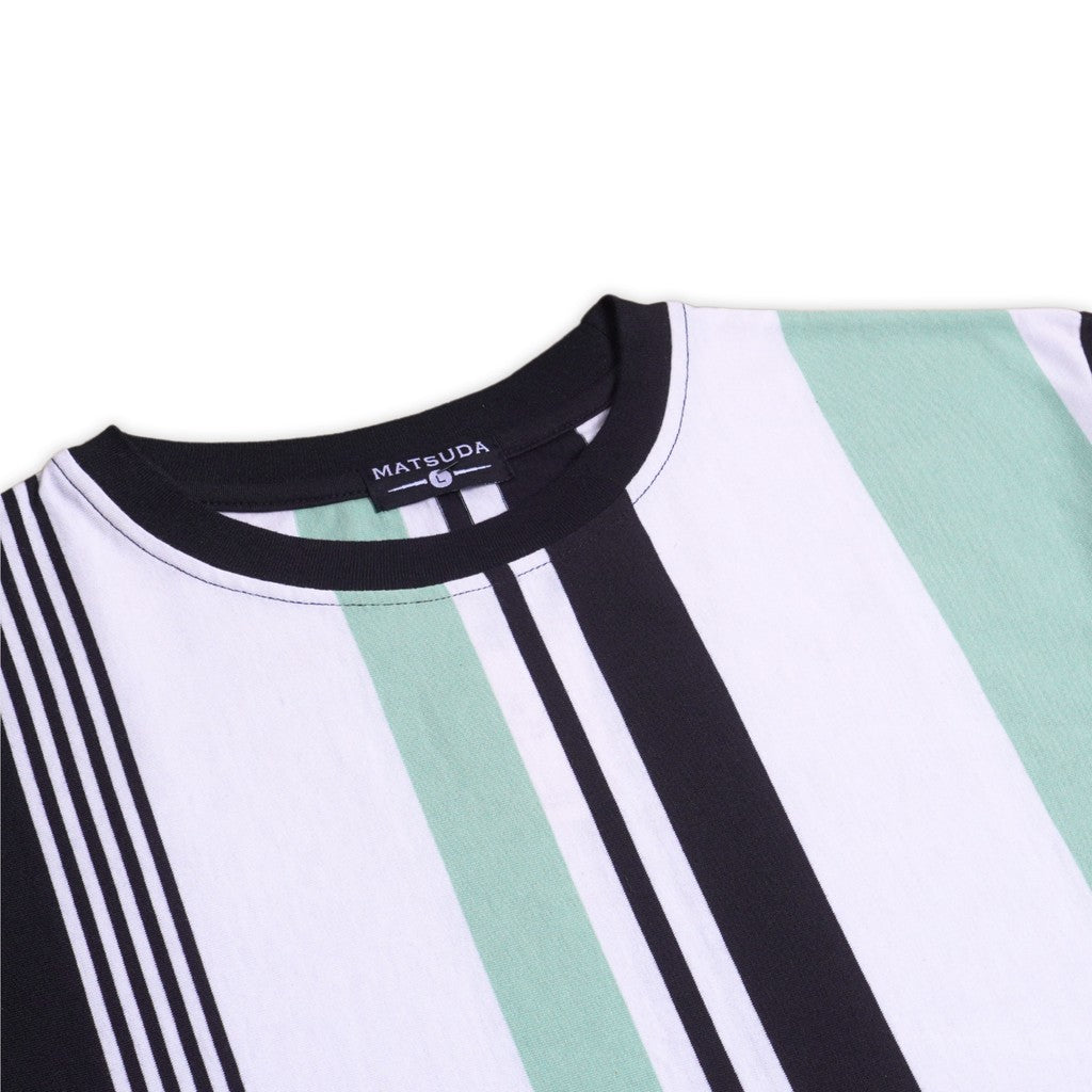 Matsuda T Shirt Pria Kaos oversize Stripe Tosu WHITE