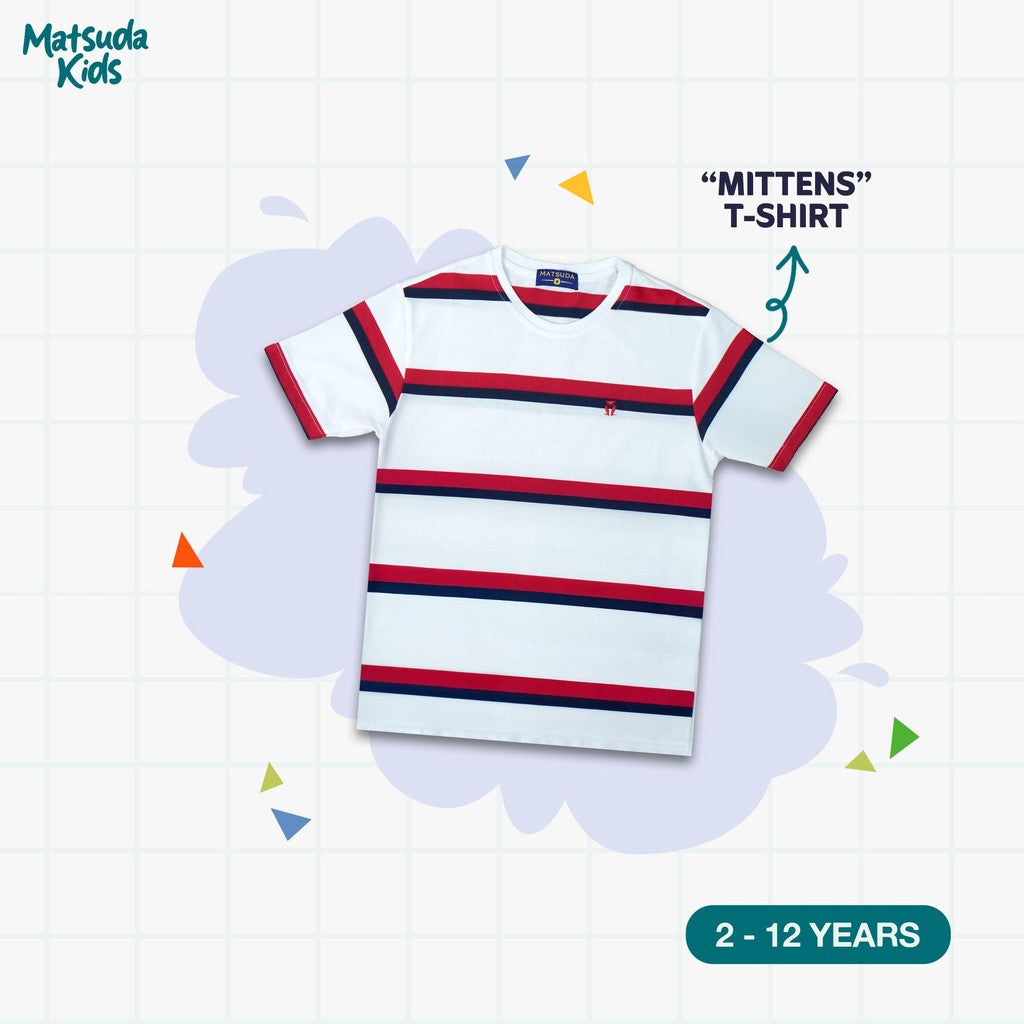Matsuda T-Shirt anak laki laki katun umur 2-12 Mittens White