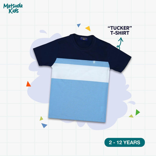 Matsuda T-shirt anak laki laki katun umur 2-12 Tucker Navy