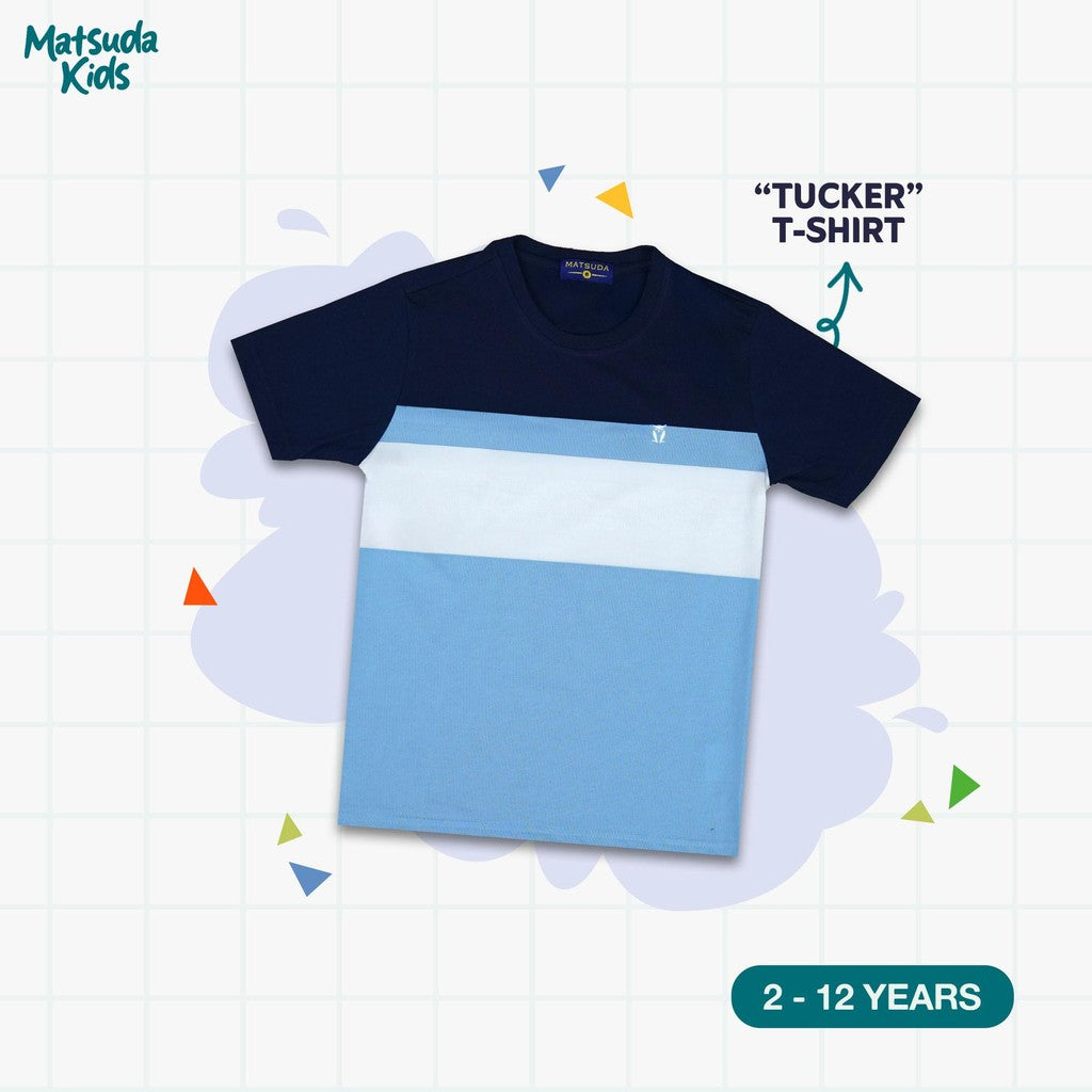 Matsuda T-shirt anak laki laki katun umur 2-12 Tucker Navy