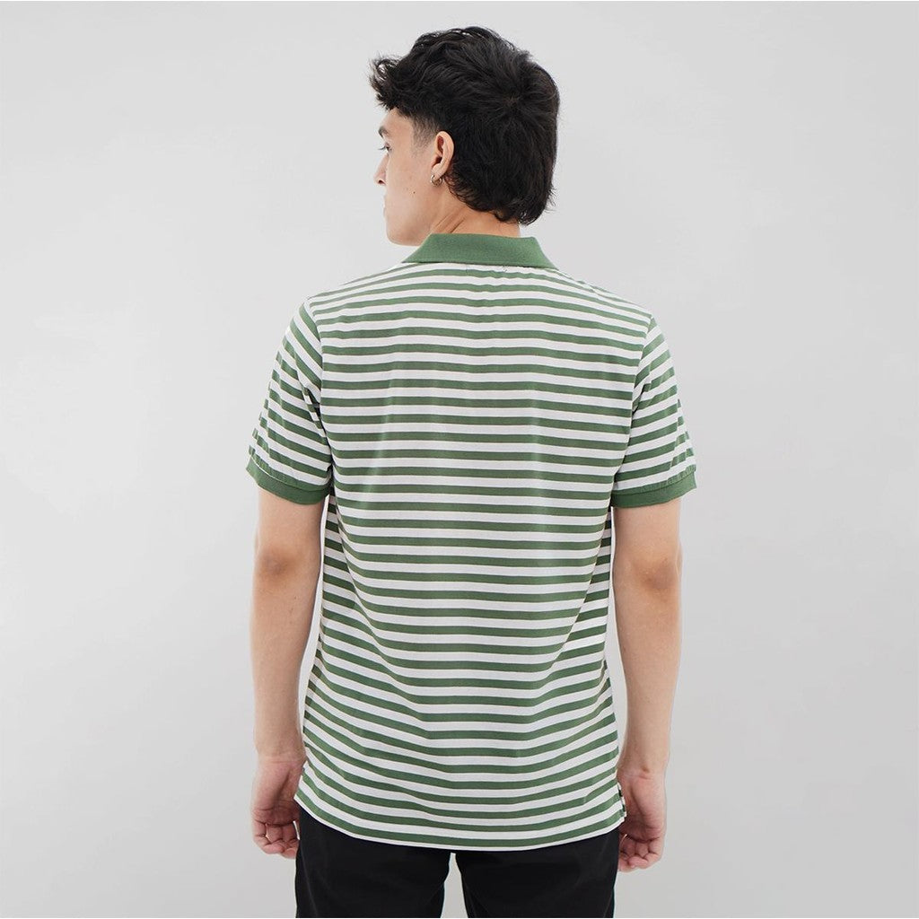 MATSUDA Baju Kaos Polo Shirt Dewasa Stripe Pria Kerah Katun Zama H.Green