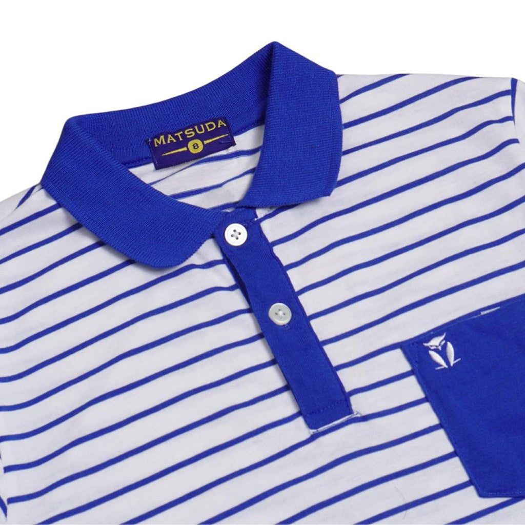 Matsuda baju kaos polo anak laki laki katun umur 2-12 Cana White Royal