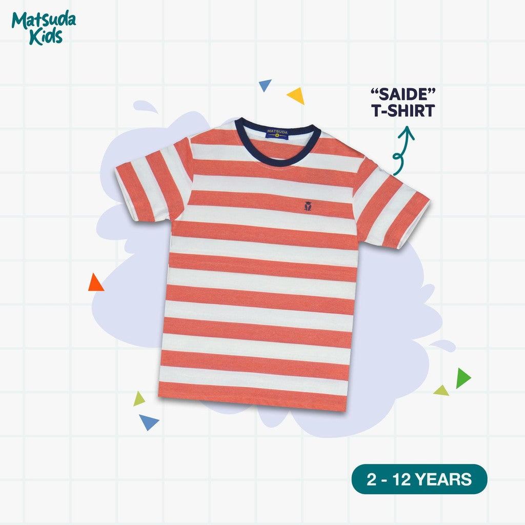 Matsuda baju kaos anak laki laki katun umur 2-12 Saide White