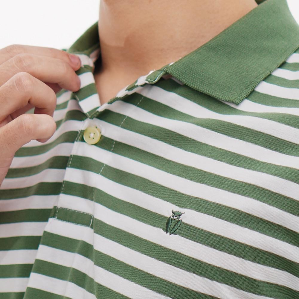 MATSUDA Baju Kaos Polo Shirt Dewasa Stripe Pria Kerah Katun Zama H.Green