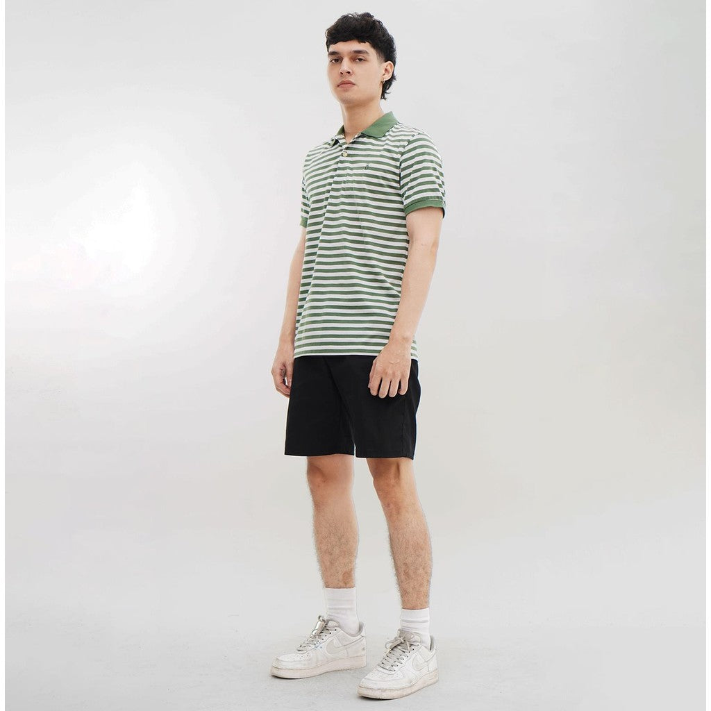 MATSUDA Baju Kaos Polo Shirt Dewasa Stripe Pria Kerah Katun Zama H.Green