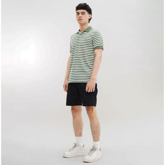 MATSUDA Baju Kaos Polo Shirt Dewasa Stripe Pria Kerah Katun Zama H.Green