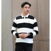 Matsuda Kaos Rugby Polo Shirt Katun Pria Lengan Panjang Nagai Black White