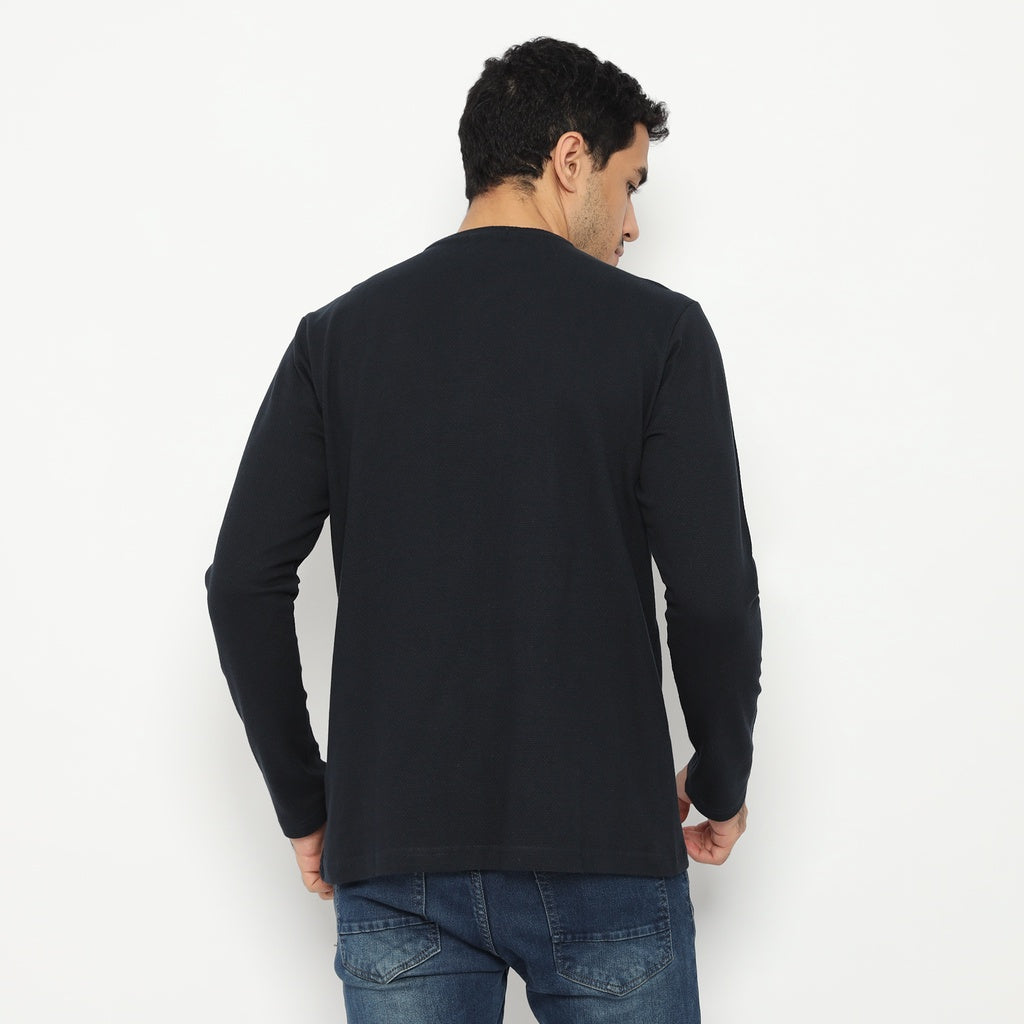 Matsuda Kaos Henley Lengan Panjang Texture Popcorn Hanyu