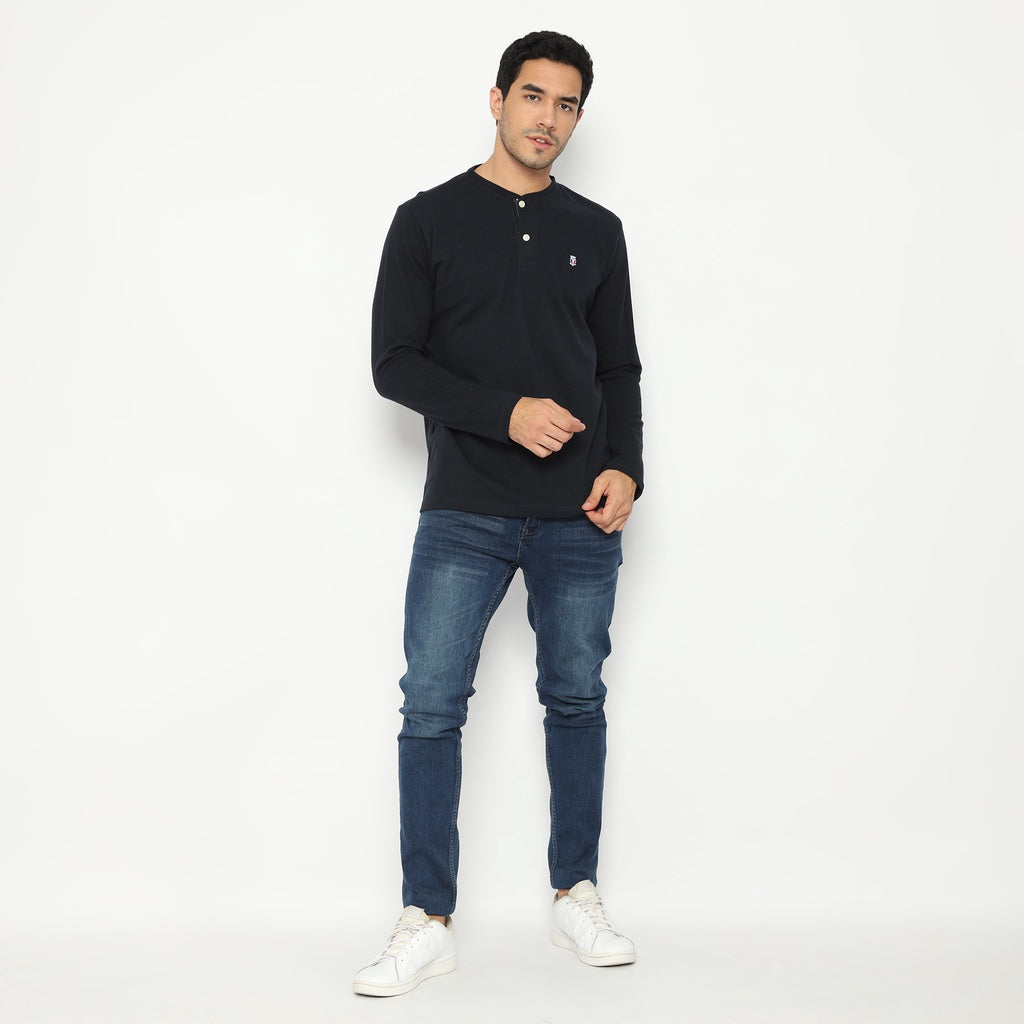 Matsuda Kaos Henley Lengan Panjang Texture Popcorn Hanyu