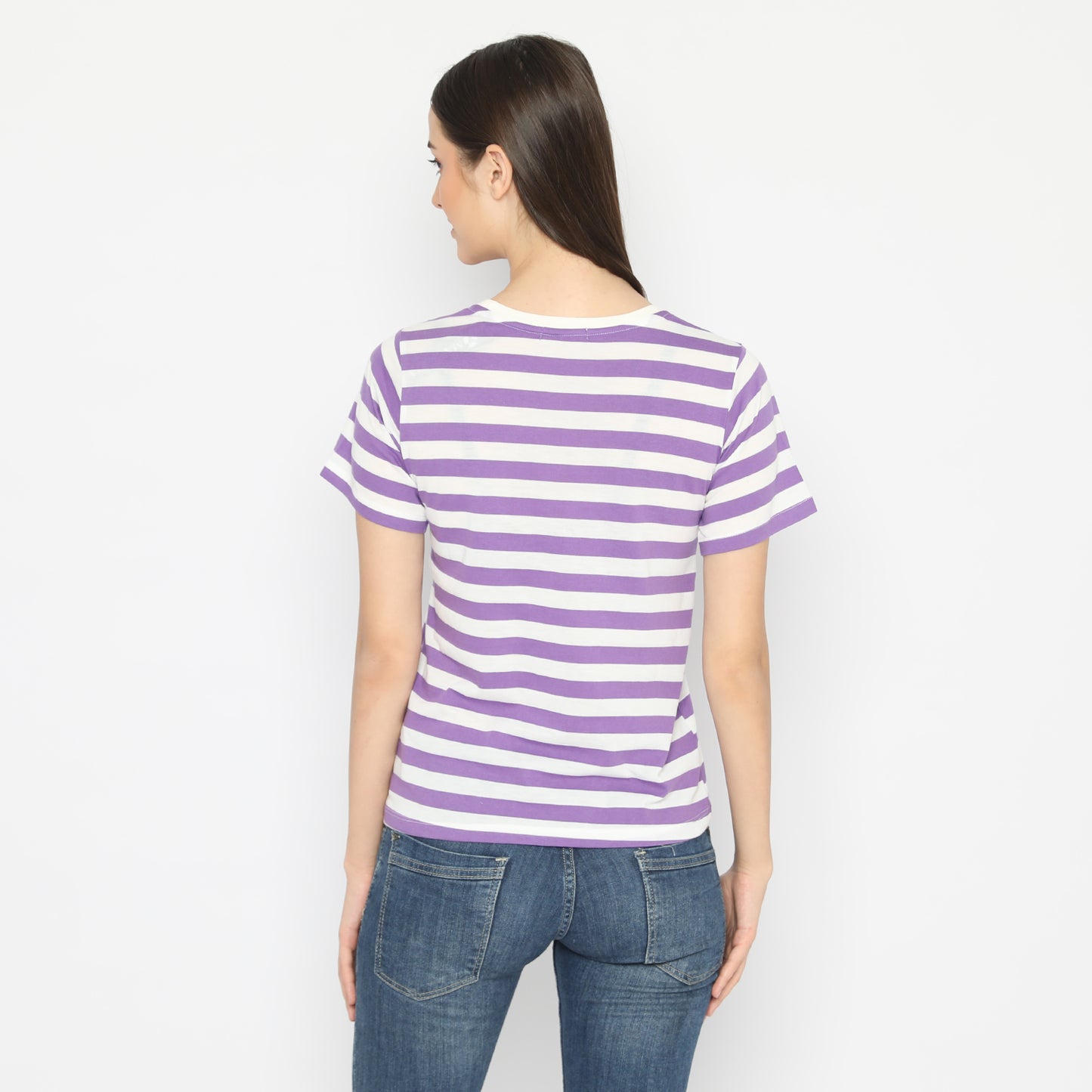 MATSUDA Kaos Wanita T Shirt Stripe Katun Quincy