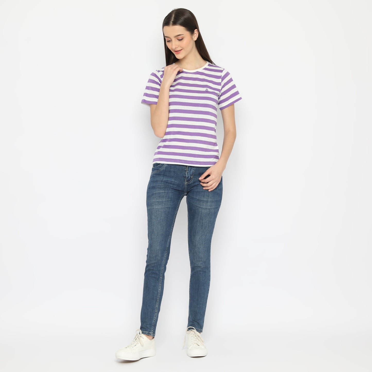 MATSUDA Kaos Wanita T Shirt Stripe Katun Quincy