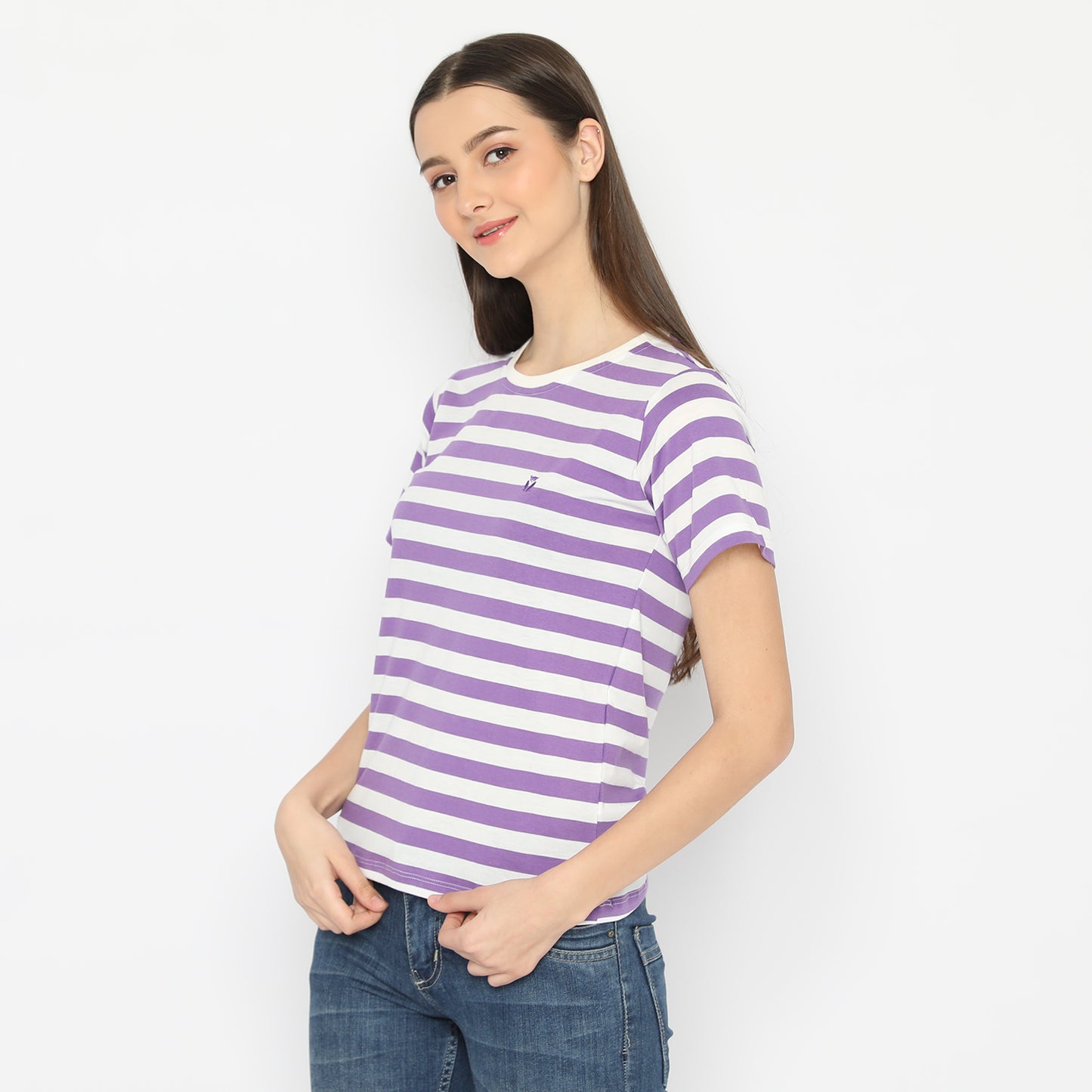 MATSUDA Kaos Wanita T Shirt Stripe Katun Quincy