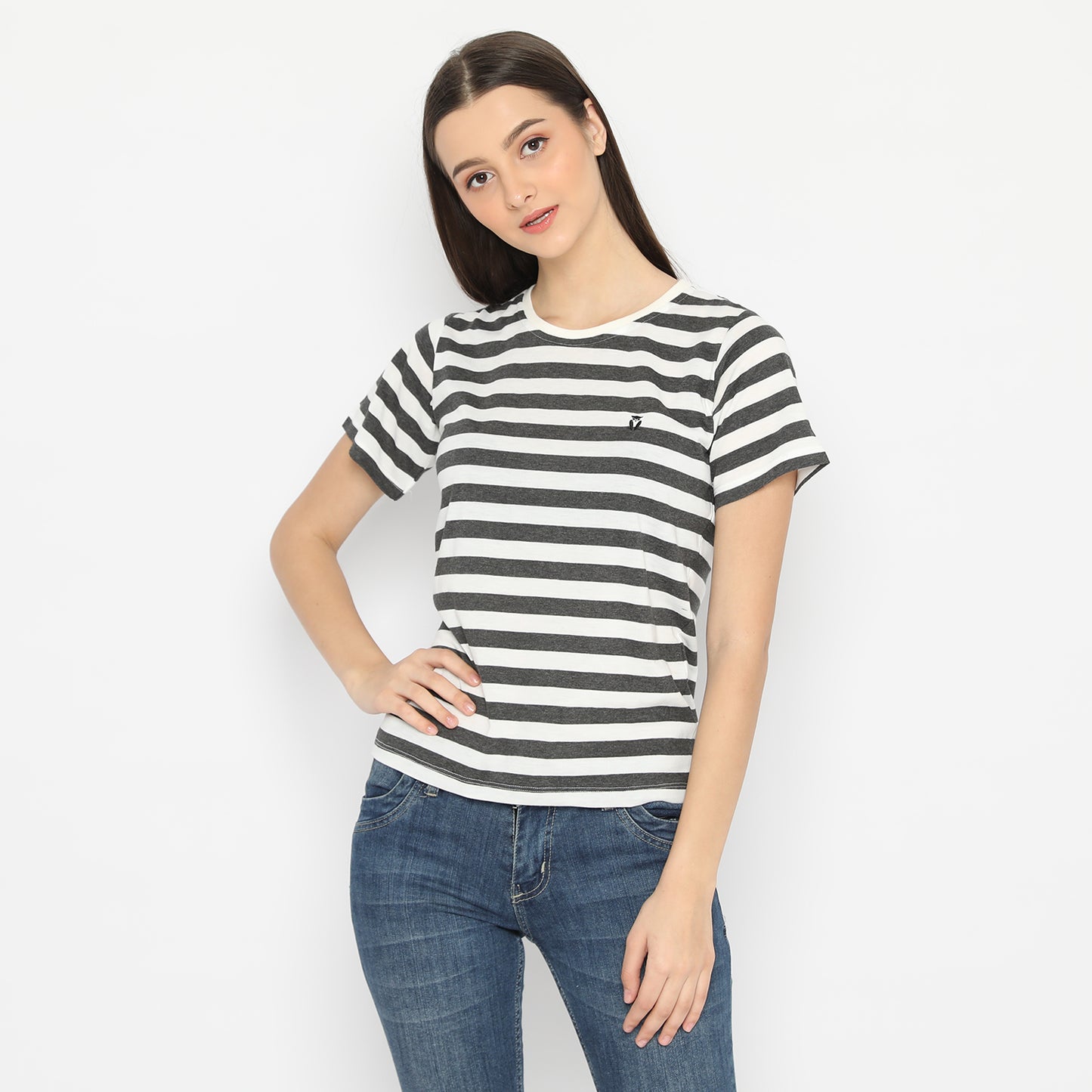 MATSUDA Kaos Wanita T Shirt Stripe Katun Quincy
