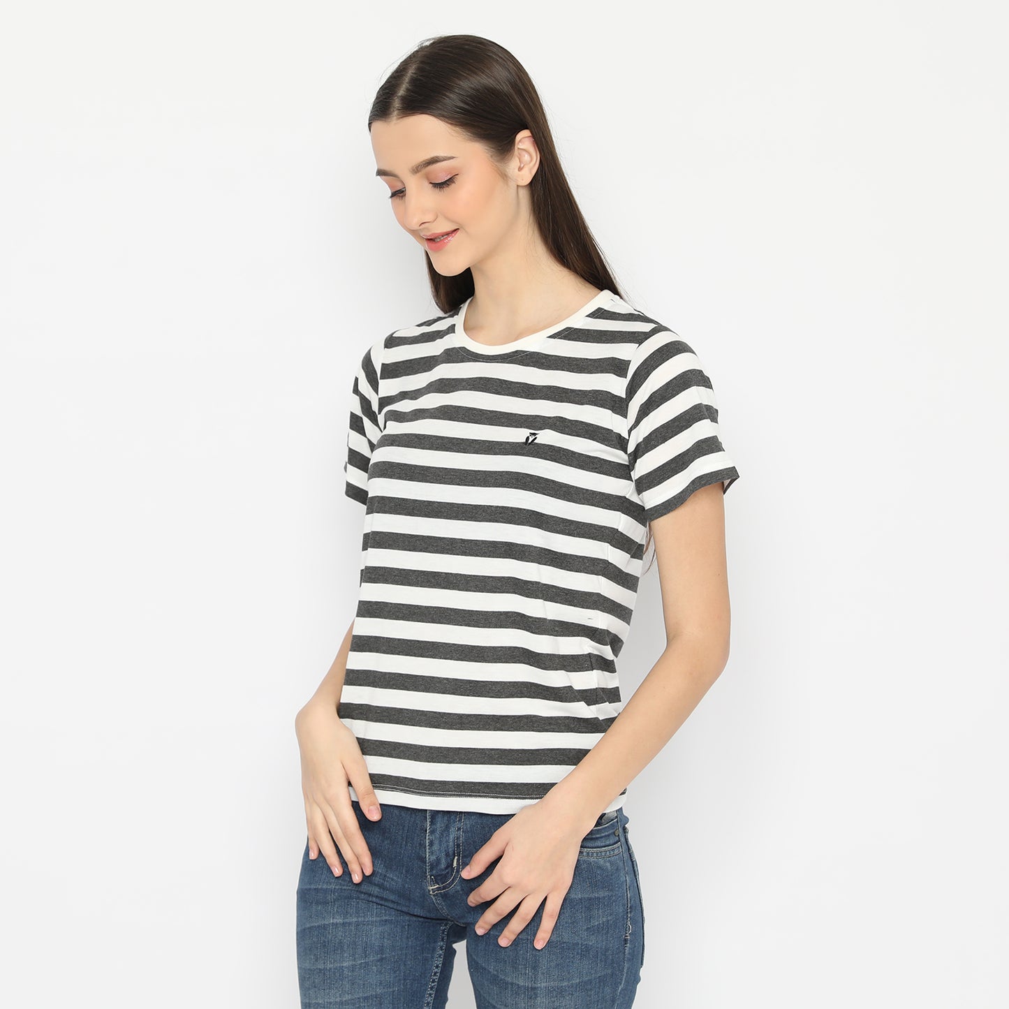 MATSUDA Kaos Wanita T Shirt Stripe Katun Quincy