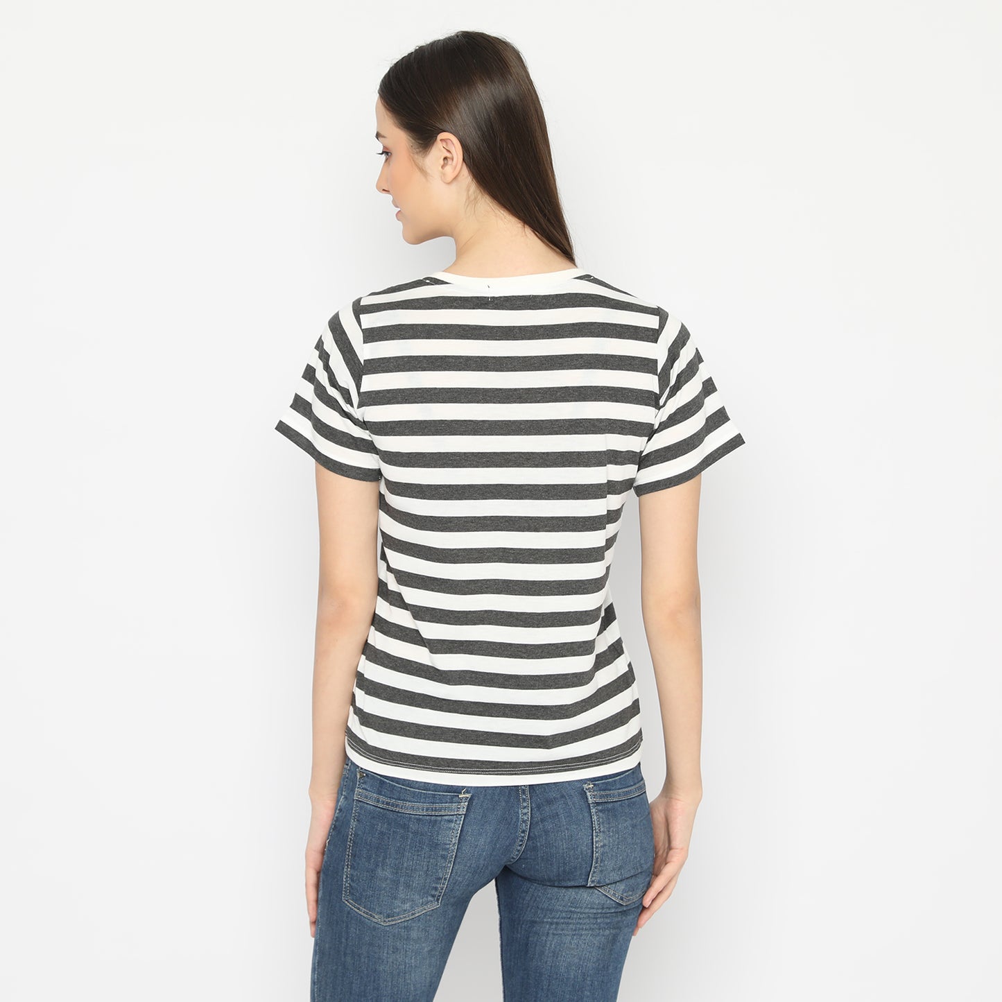 MATSUDA Kaos Wanita T Shirt Stripe Katun Quincy