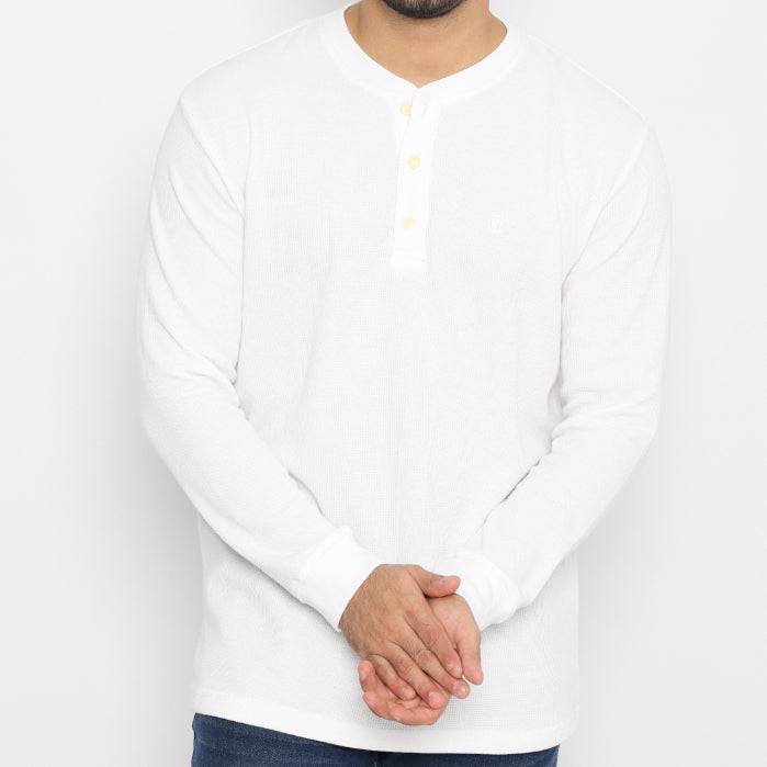 MATSUDA Kaos Lengan Panjang 20S Henley Waffle Katun Miyama