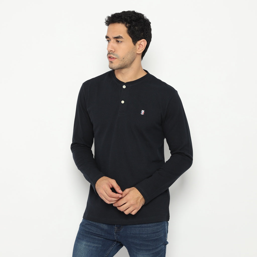Matsuda Kaos Henley Lengan Panjang Texture Popcorn Hanyu