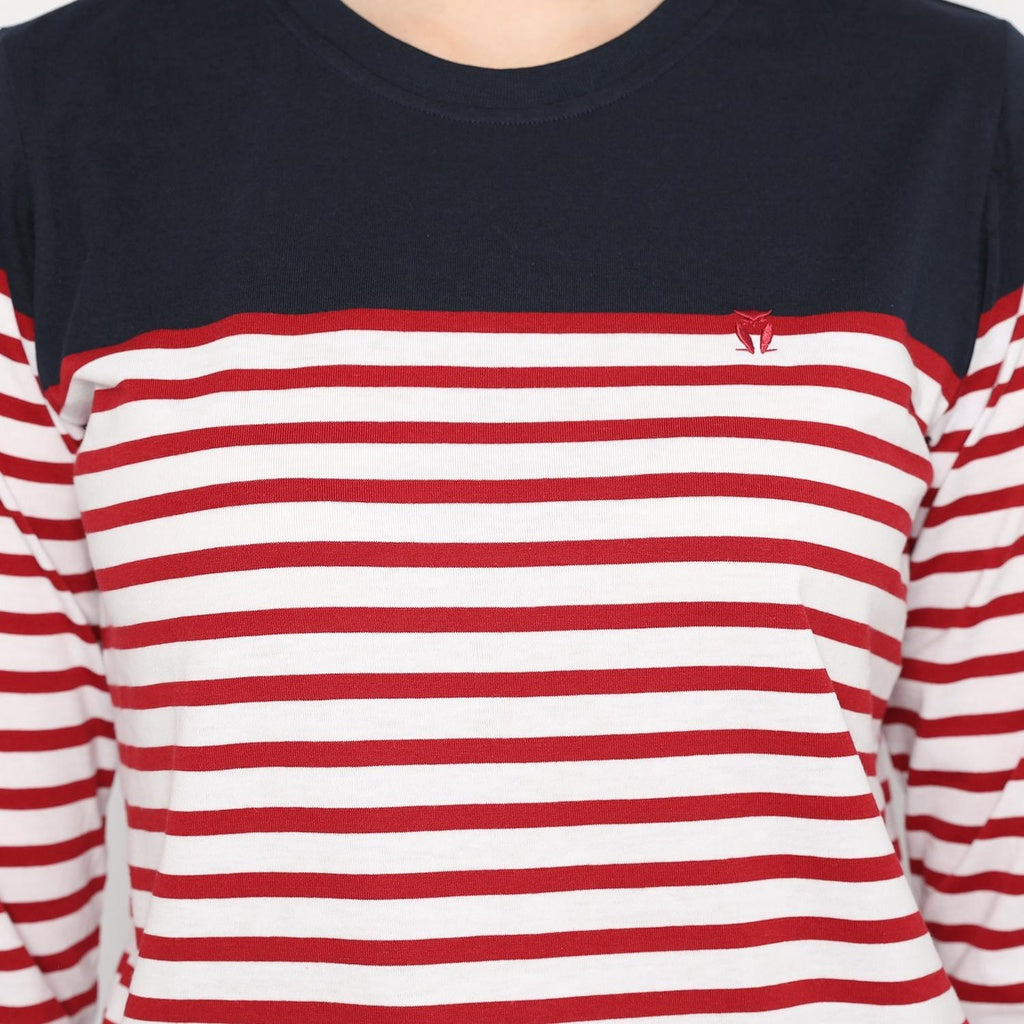 MATSUDA Kaos Wanita T Shirt Stripe Katun Gemini