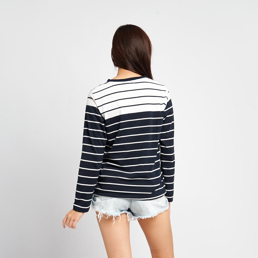 MATSUDA Kaos Wanita T Shirt Stripe Katun Cleo