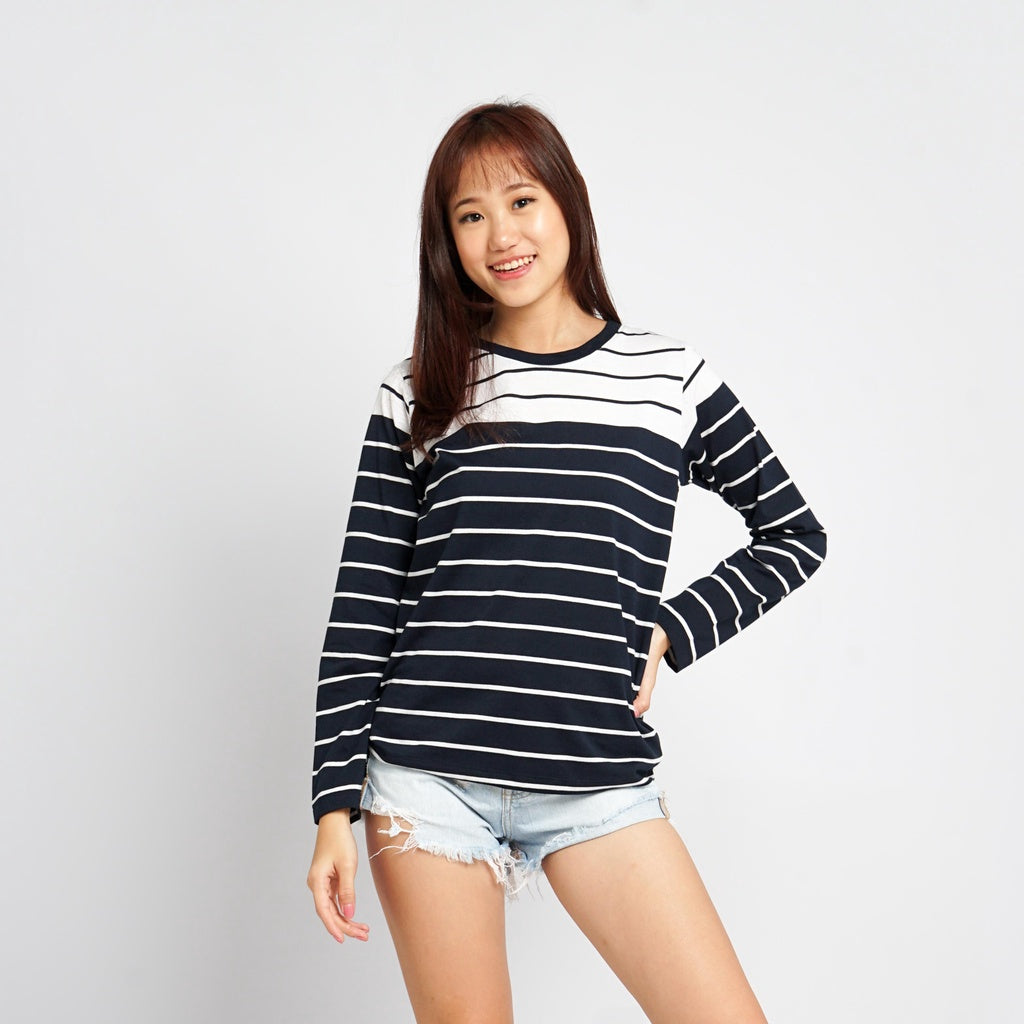 MATSUDA Kaos Wanita T Shirt Stripe Katun Cleo