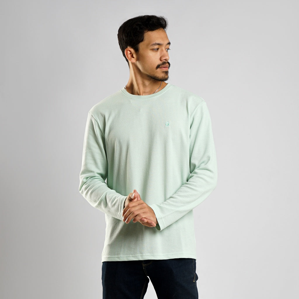 MATSUDA Kaos Lengan Panjang Texture Popcorn Katun Nagato