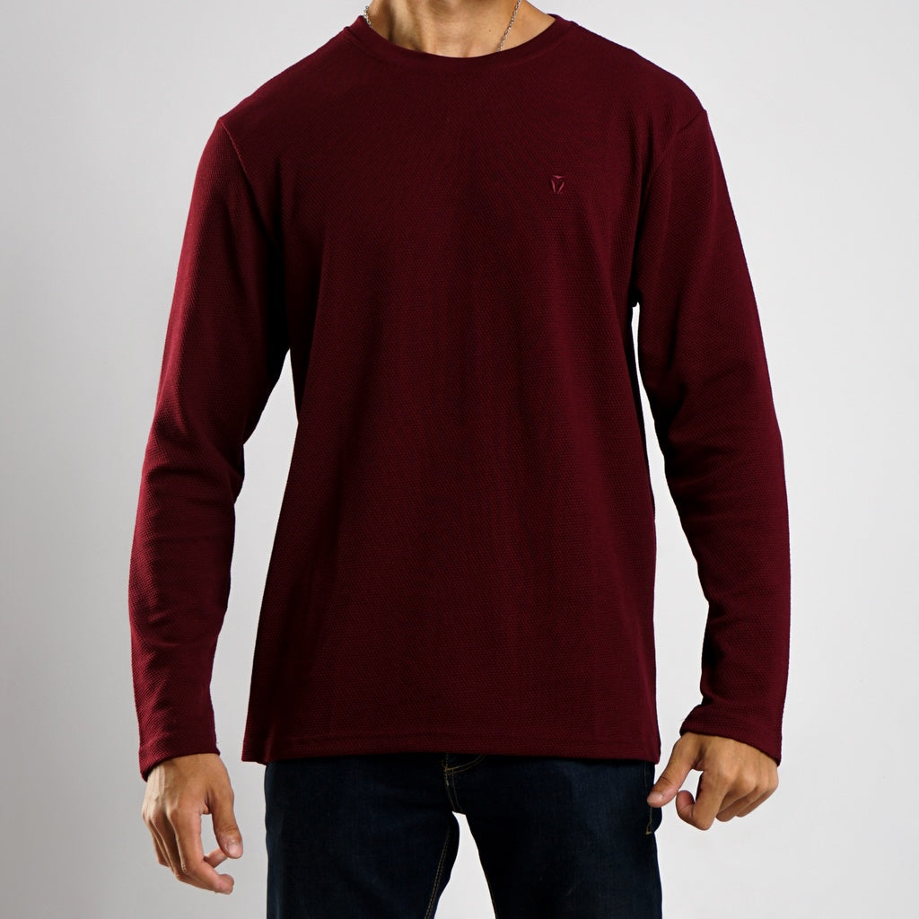 MATSUDA Kaos Lengan Panjang Texture Popcorn Katun Nagato