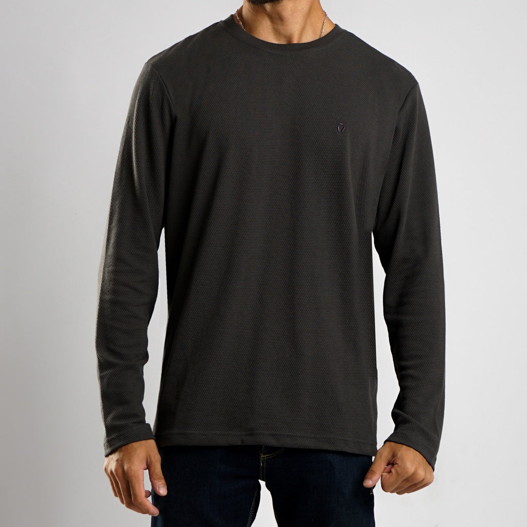 MATSUDA Kaos Lengan Panjang Texture Popcorn Katun Nagato