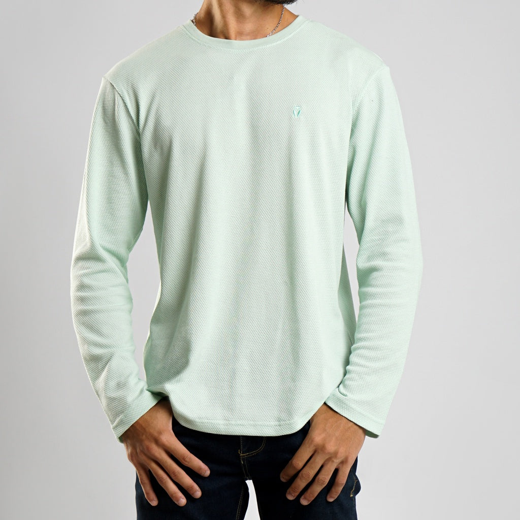 MATSUDA Kaos Lengan Panjang Texture Popcorn Katun Nagato