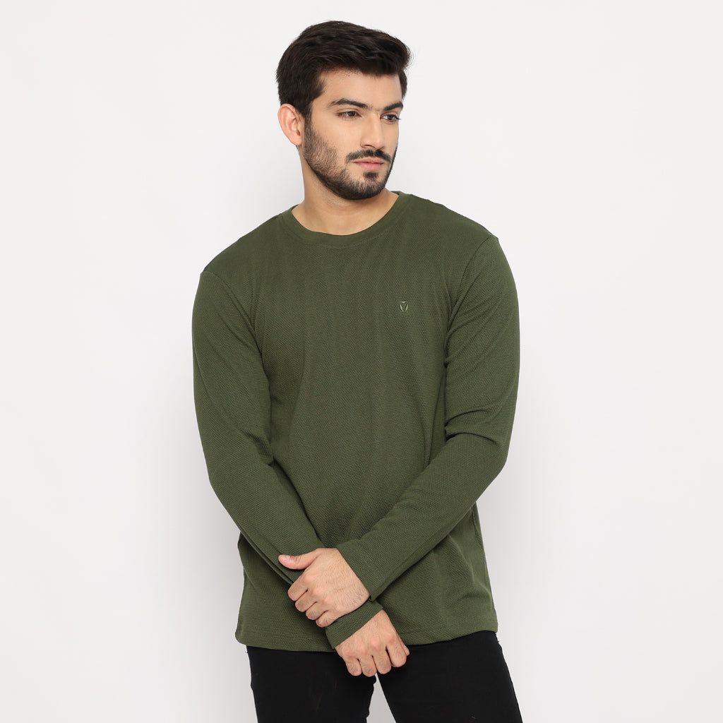 MATSUDA Kaos Lengan Panjang Texture Popcorn Katun Nagato