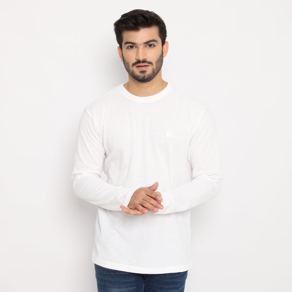 MATSUDA Kaos Lengan Panjang Texture Popcorn Katun Nagato