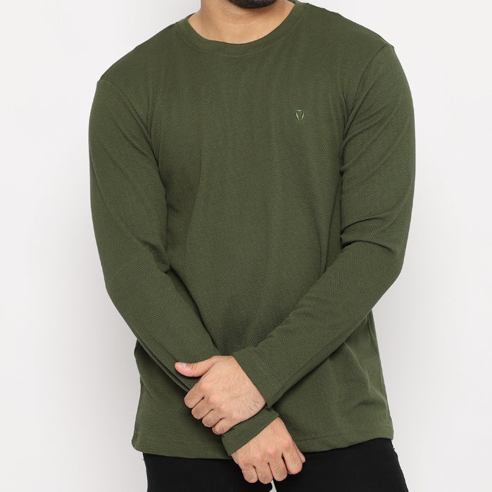 MATSUDA Kaos Lengan Panjang Texture Popcorn Katun Nagato