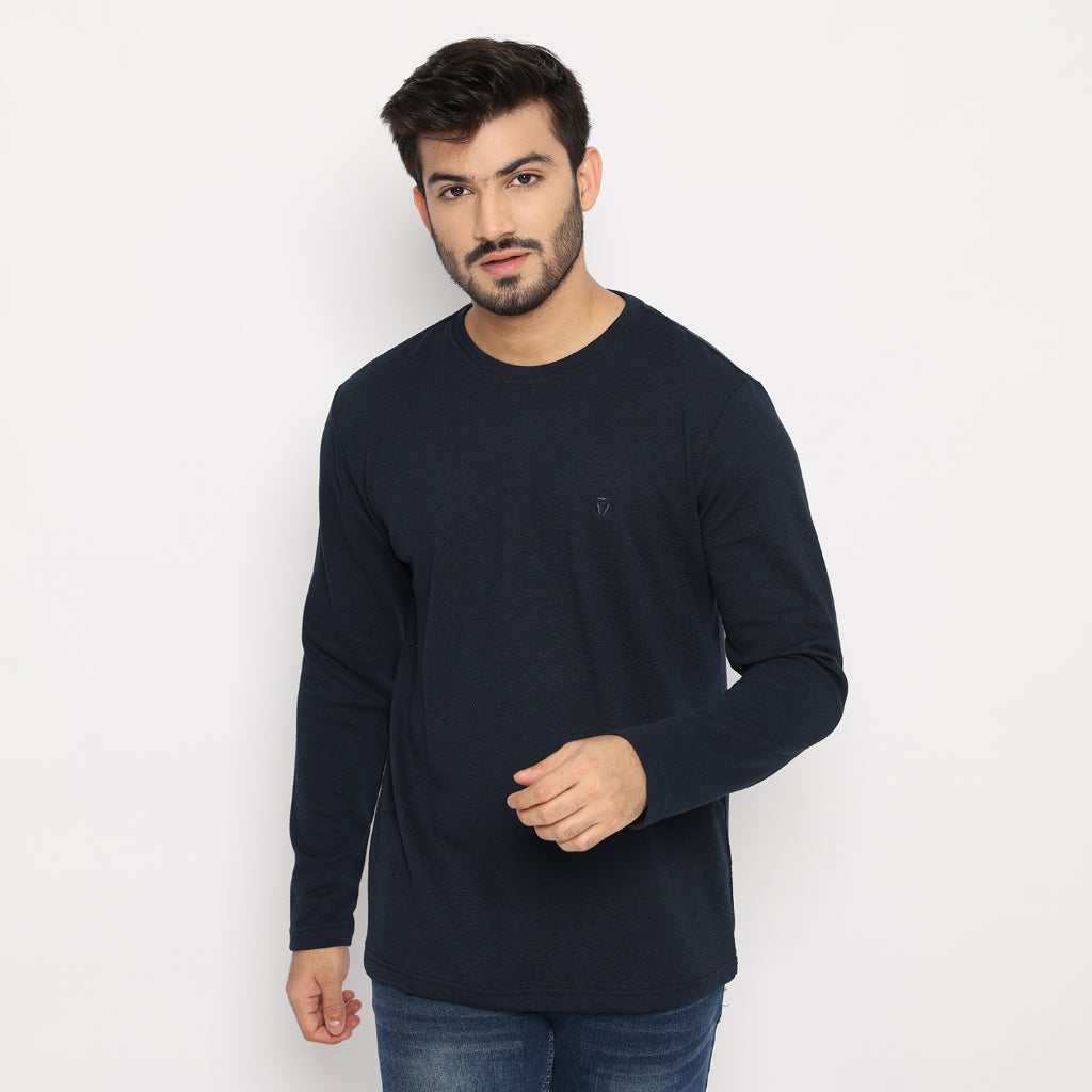 MATSUDA Kaos Lengan Panjang Texture Popcorn Katun Nagato